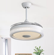 Ventilatore da soffitto bianco in PC con luce LED 32 W, RGB e telecomando