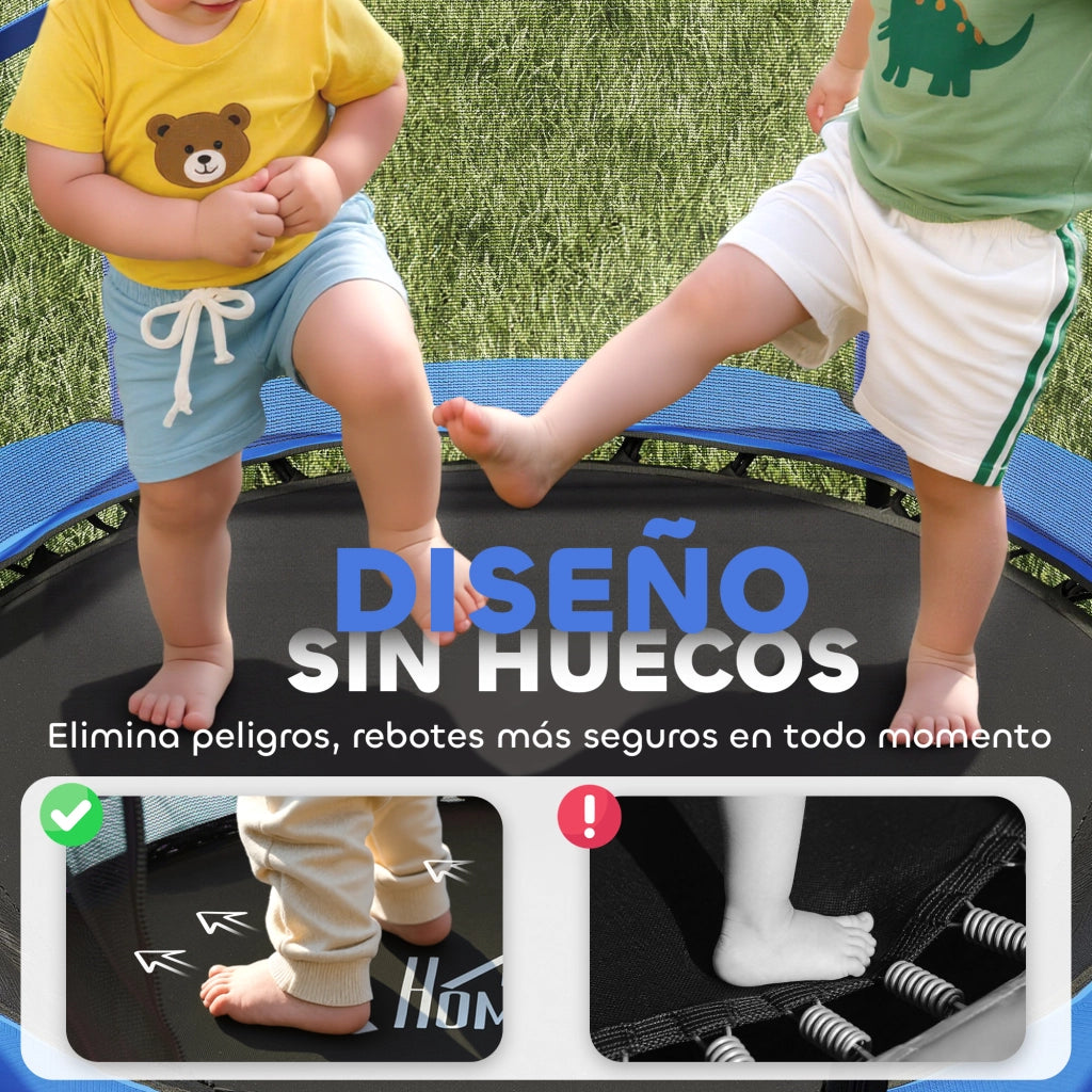 Trampolino Bambini ?140 cm ¨C zephmum ¨C Blu Nero con Rete di Sicurezza