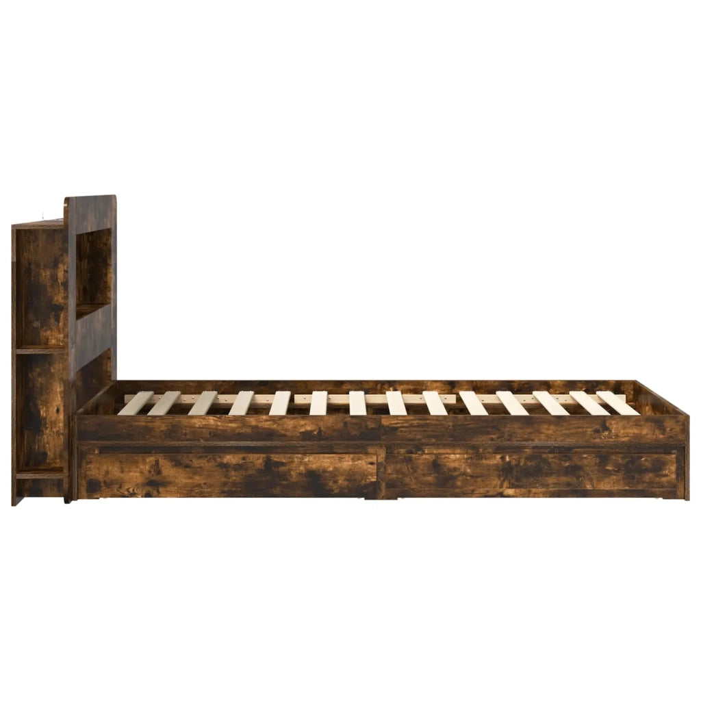 Telaio del letto con storage Rovere Fumo 90 x 190 cm