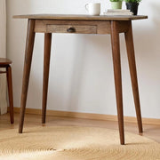 Scrivania mini in legno massello stile nordico, 1 cassetto, marrone ¨C mango wood, design PSK, artigianale, gi¨¤ montata