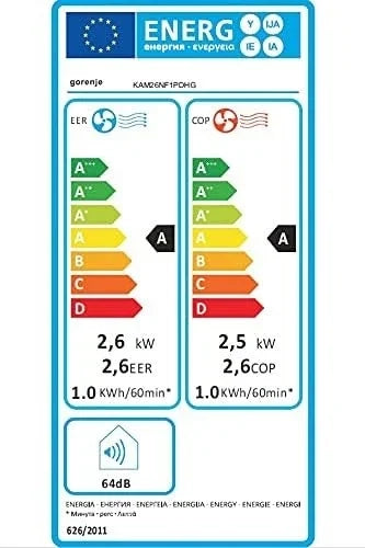 Condizionatore Portatile GORENJE by HISENSE 9000 Btu /h Climatizzatore Caldo e Freddo Classe A+ Funzione Deumidificatore e Timer