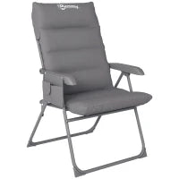 Sedia da Campeggio Pieghevole e Regolabile su 5 Livelli con Tasche Laterali, 66x58x105 cm, Grigio Chiaro