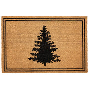 Zerbino in fibra di cocco naturale con fondo in gomma 60 x 90 cm Albero di Natale con motivo festivo Antiscivolo