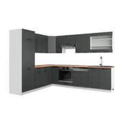 Cucina angolare completa Fame-Line Antracite rustico/Bianco 287 x 60 cm, PL Rovere Vicco