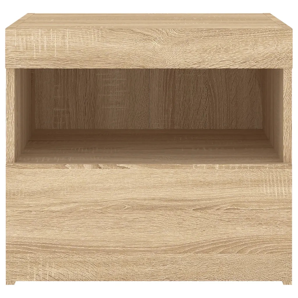 Comodino | Armadio da Notte | Mobiletto da notte con Luci LED Rovere Sonoma 50x40x45 cm