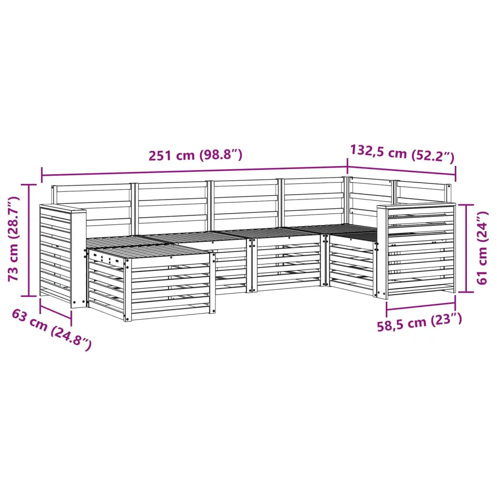 Set divano sezionale 6 pcs Naturale Legno di Acacia Massello