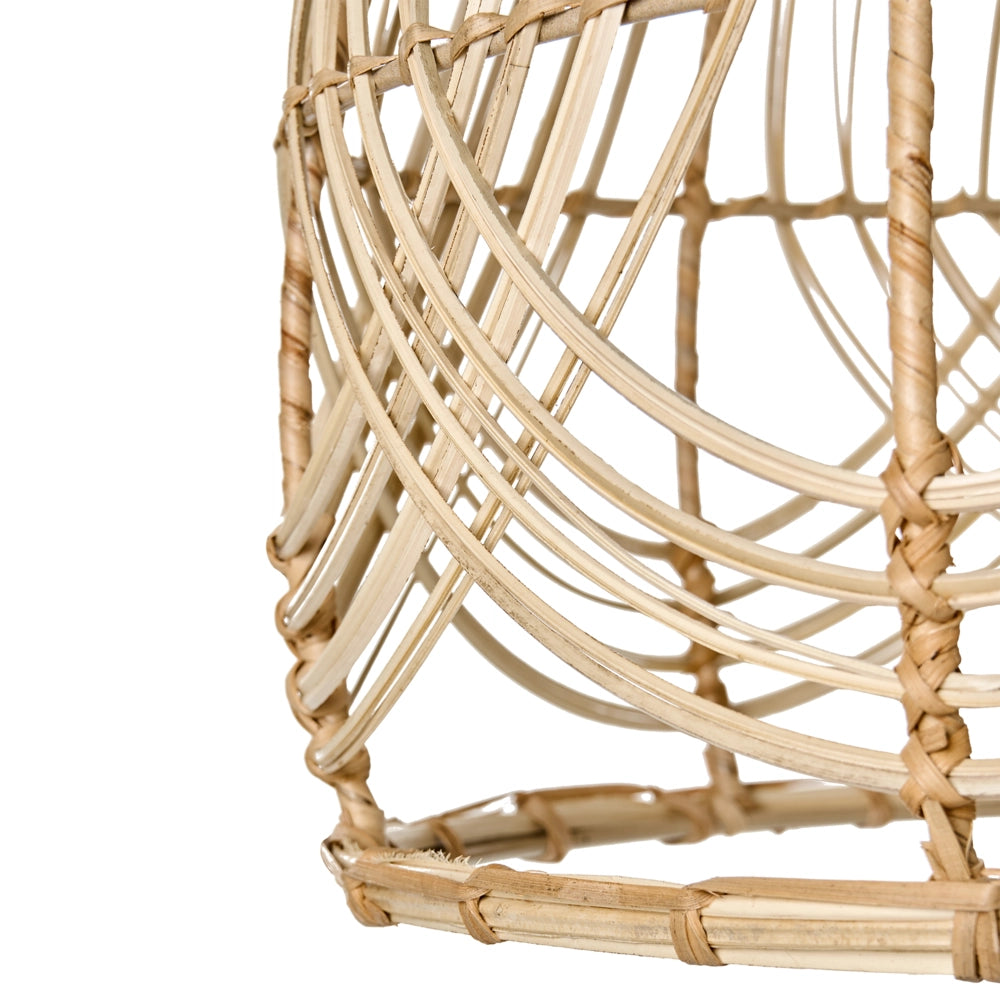 Lampada a sospensione in rattan naturale con struttura in ferro intrecciata Illuminazione fatta a mano di ispirazione boho