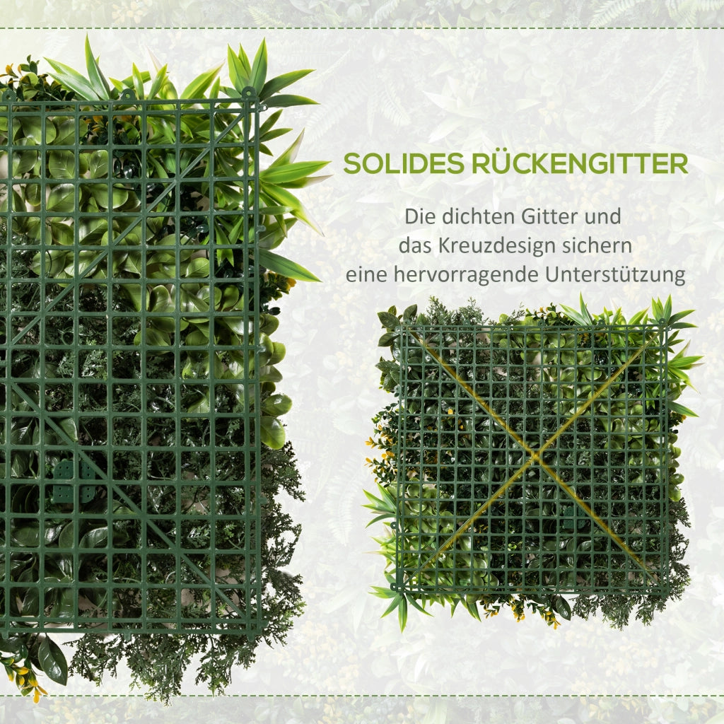 PARETE VEGETALE ARTIFICIALE Set da 12 pezzi 50x50 cm Verde in Polietilene