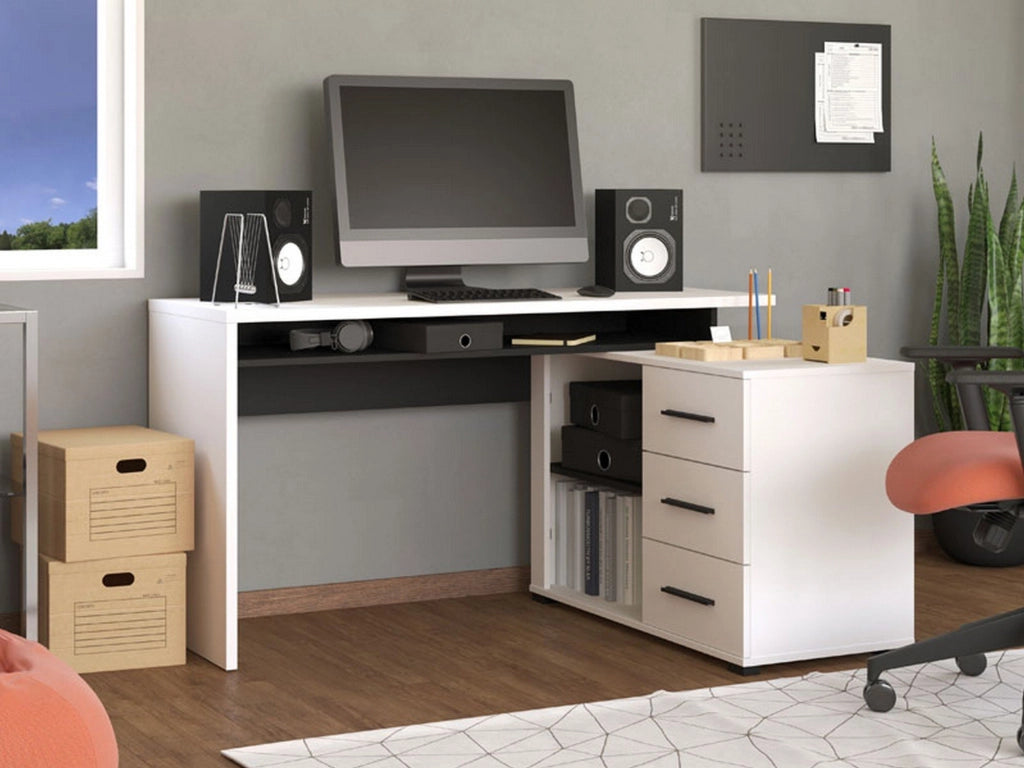 Sapri, Scrivania Angolare, 137.5x101.5x75h cm Bianco Opaco