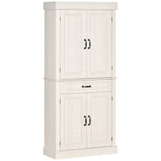 CREDENZA CUCINA CON 2 ARMADIETTI E CASSETTO IN STILE COLONIALE  80X35X180 CM BIANCO