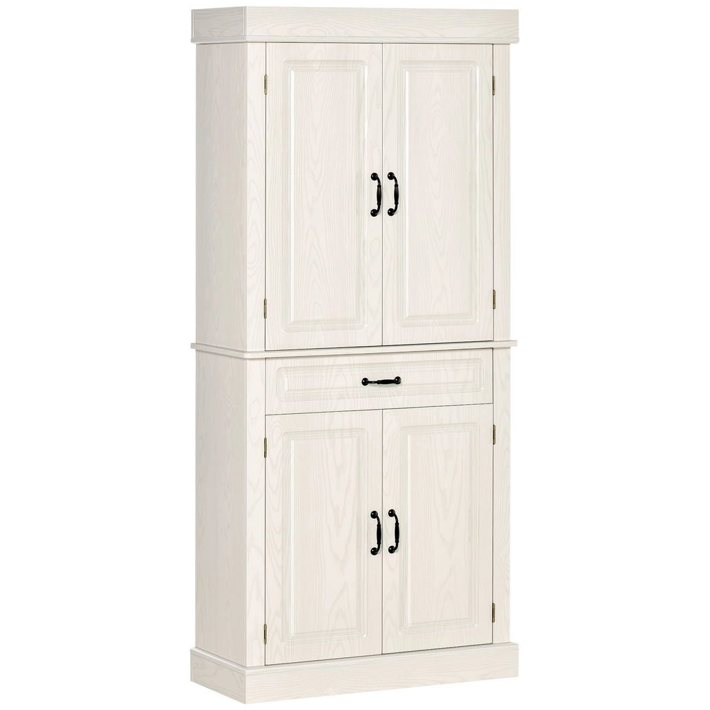 CREDENZA CUCINA CON 2 ARMADIETTI E CASSETTO IN STILE COLONIALE  80X35X180 CM BIANCO