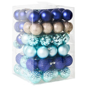 Set di 96 palline di Natale in plastica Decorazioni da appendere all'albero di Natale Stile classico tradizionale Blu