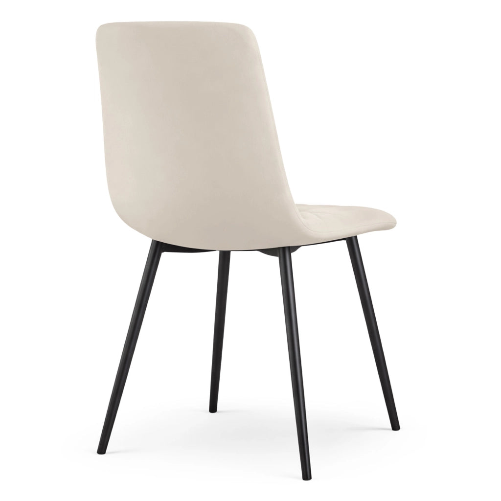 Set di 2 Sedie in velluto trapuntate NERO Beige gambe nere