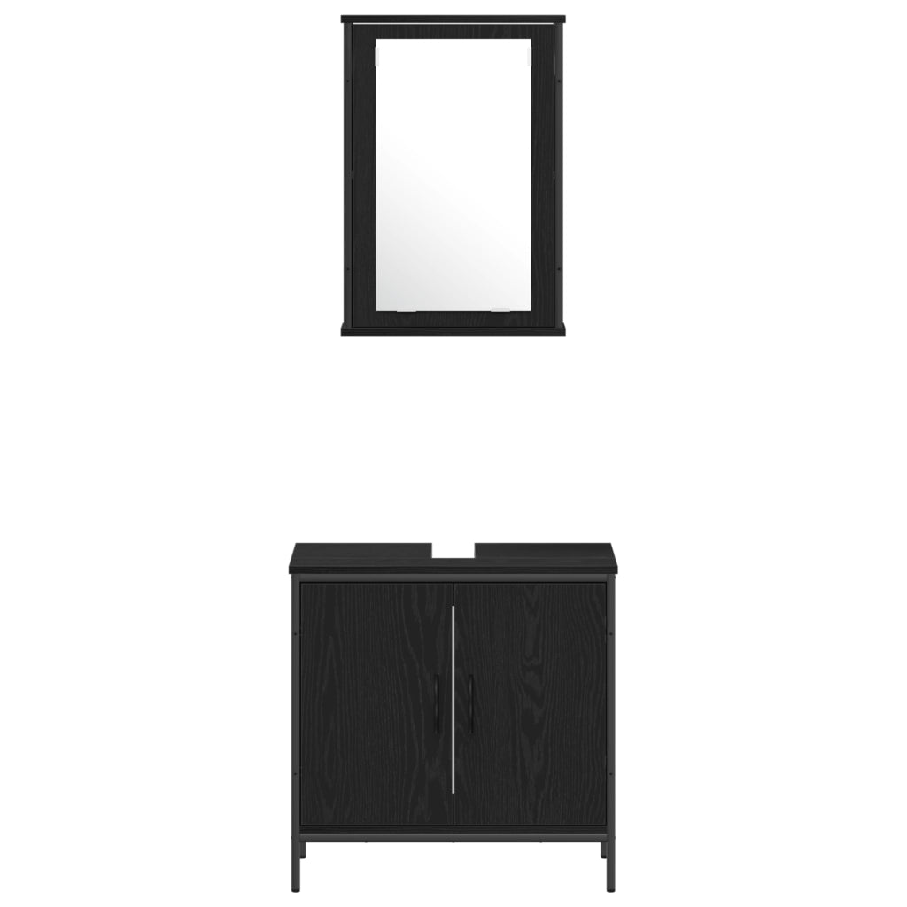 Set di mobili da bagno 3 pezzi in legno ingegnerizzato color quercia nera