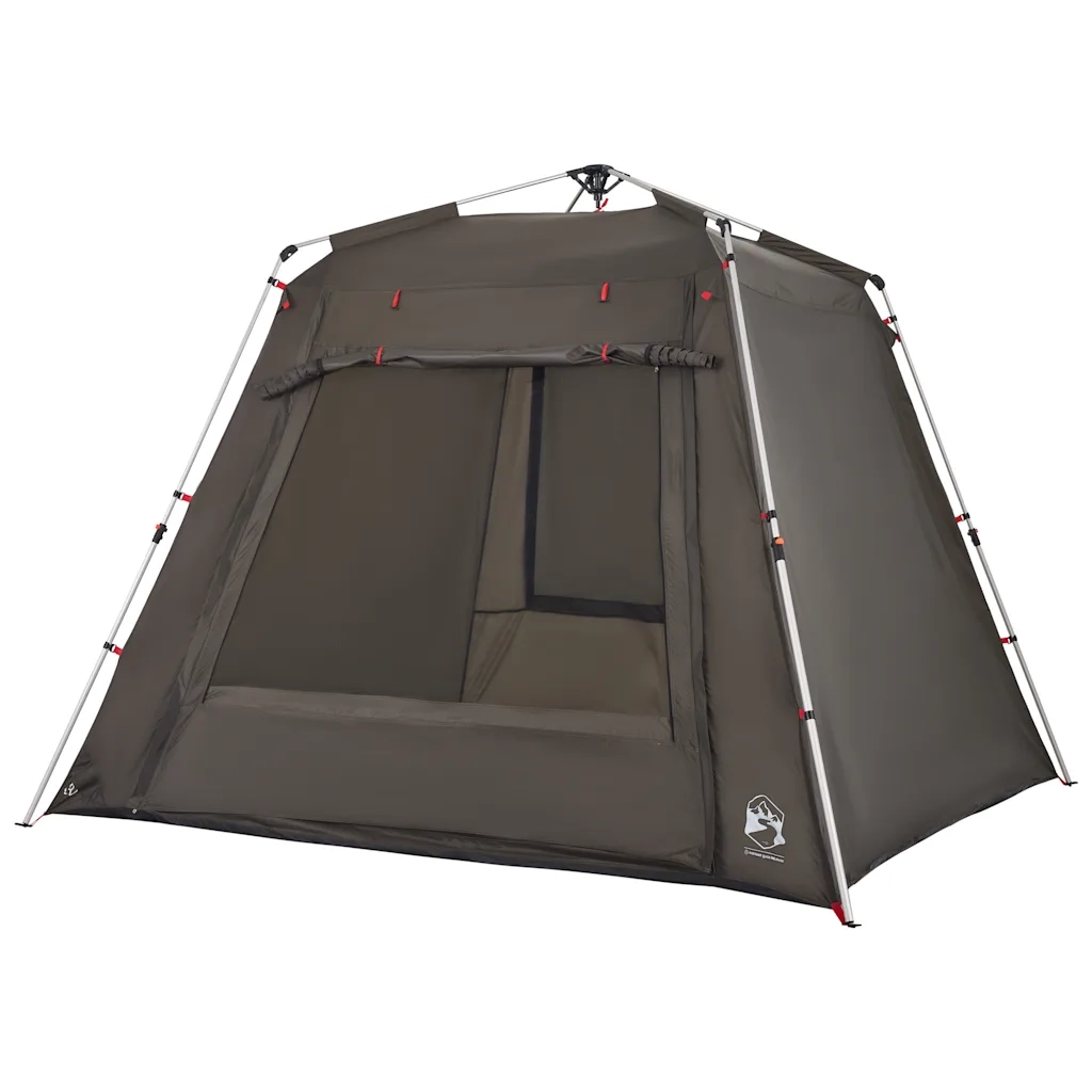 Tenda da Pesca 4 Persone-Tenda da campeggio Marrone a Rilascio Rapido 807698
