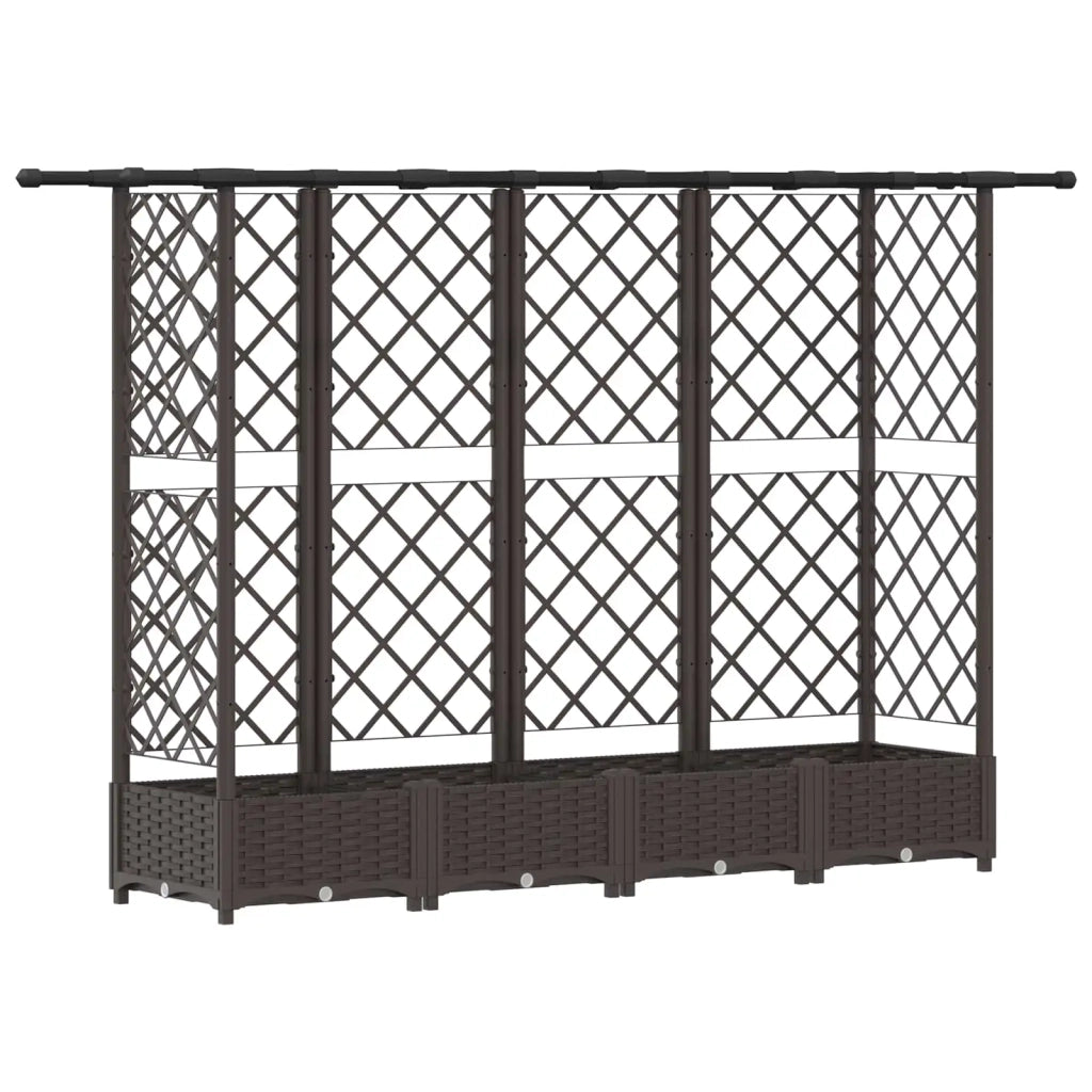 Letto Rialzato con Griglia e Tetto Marrone 202,5 x 40 x 123 cm 42032523