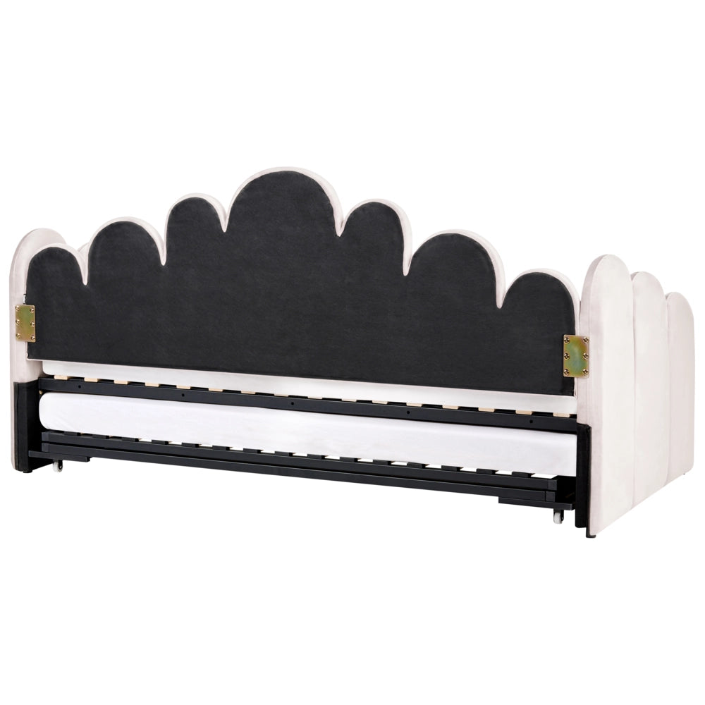 Letto singolo a scomparsa singolo 90/180 x 200 cm con rete a doghe trapuntata beige chiaro camera da letto cameretta