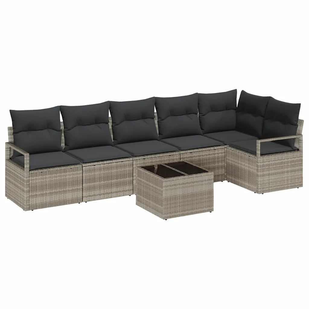 Set Divano da Giardino 7 pcs Grigio chiaro polyrattan 3355081