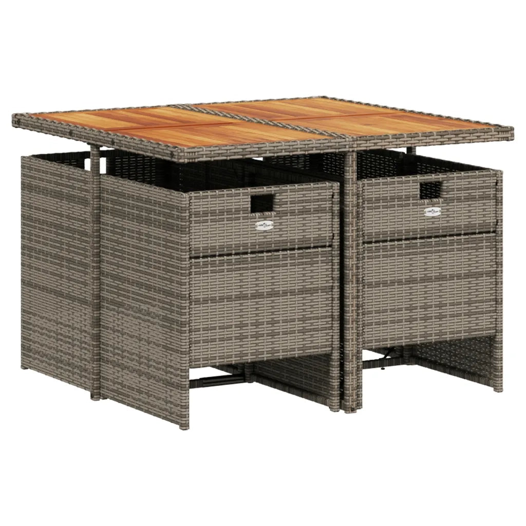 Set da Pranzo da Giardino 5 pz con Cuscini in Polyrattan Grigio 3277669