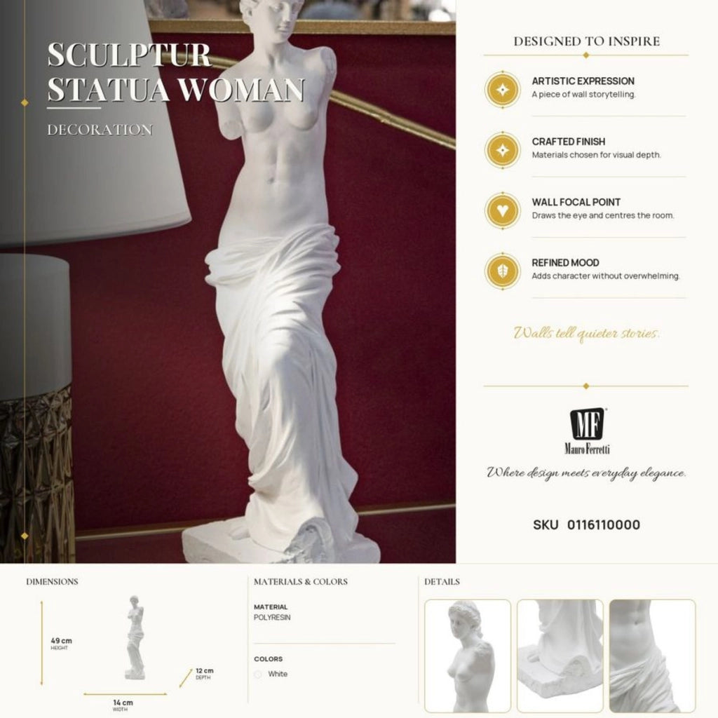 Scultura Statua Woman figura femminile in resina bianca