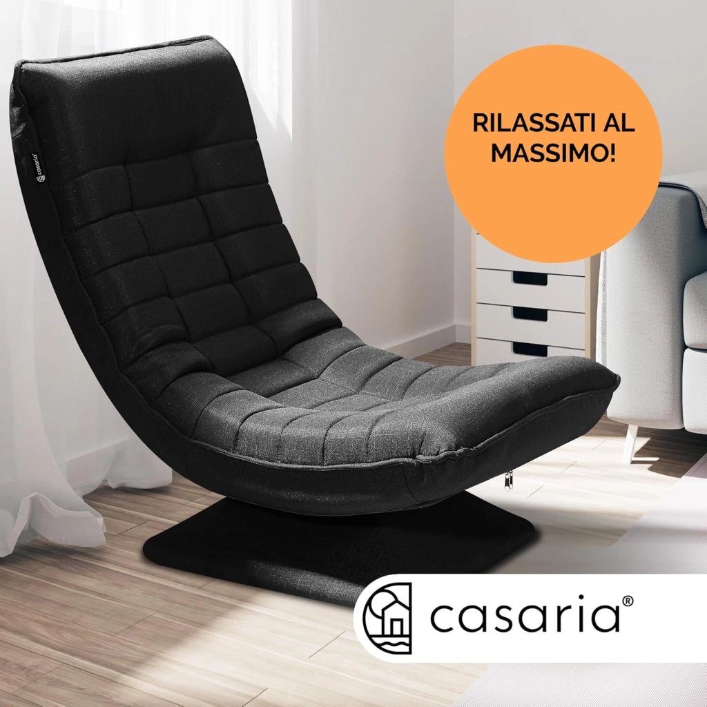 ® Poltrona Relax da Lettura con Schienale Regolabile 360° Pieghevole Portata 150kg 60x105x87cm Sedia da Pavimento Imbottita Salotto Gaming