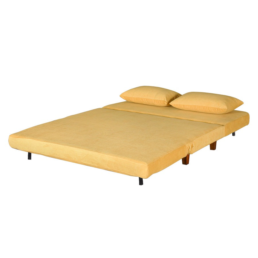Divano Letto 2 Posti 146x91x82cm in Tessuto Giallo