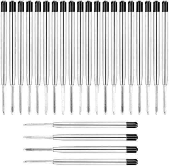 Vitamine per Balpen - Fornitura grande - 24 pezzi di riserva - Formato G2 - Forniture metalliche - Diametro della punta 1,0 mm - Inchiostro scrittivo nero - Forniture di ricambio
