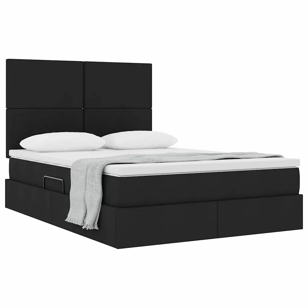 Letto con contenitore e materasso Nero 140 x 200 cm Poliestere