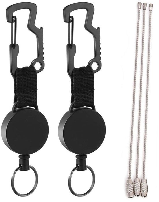 Manubrio retrattile da chiave - 2 pezzi - Manubrio da chiave robusto - Catena e cinghia per chiave - Materiale ABS - Lunghezza massima di rete 55 cm - Cordino per chiave