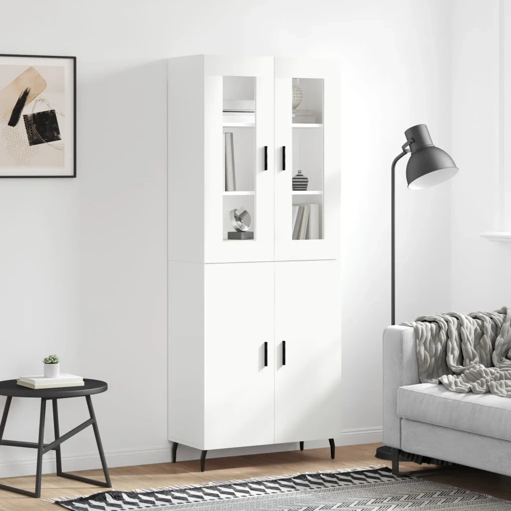Credenza-Buffet-Armadio da cucina Bianca 69,5x34x180 cm in Legno Multistrato 924177