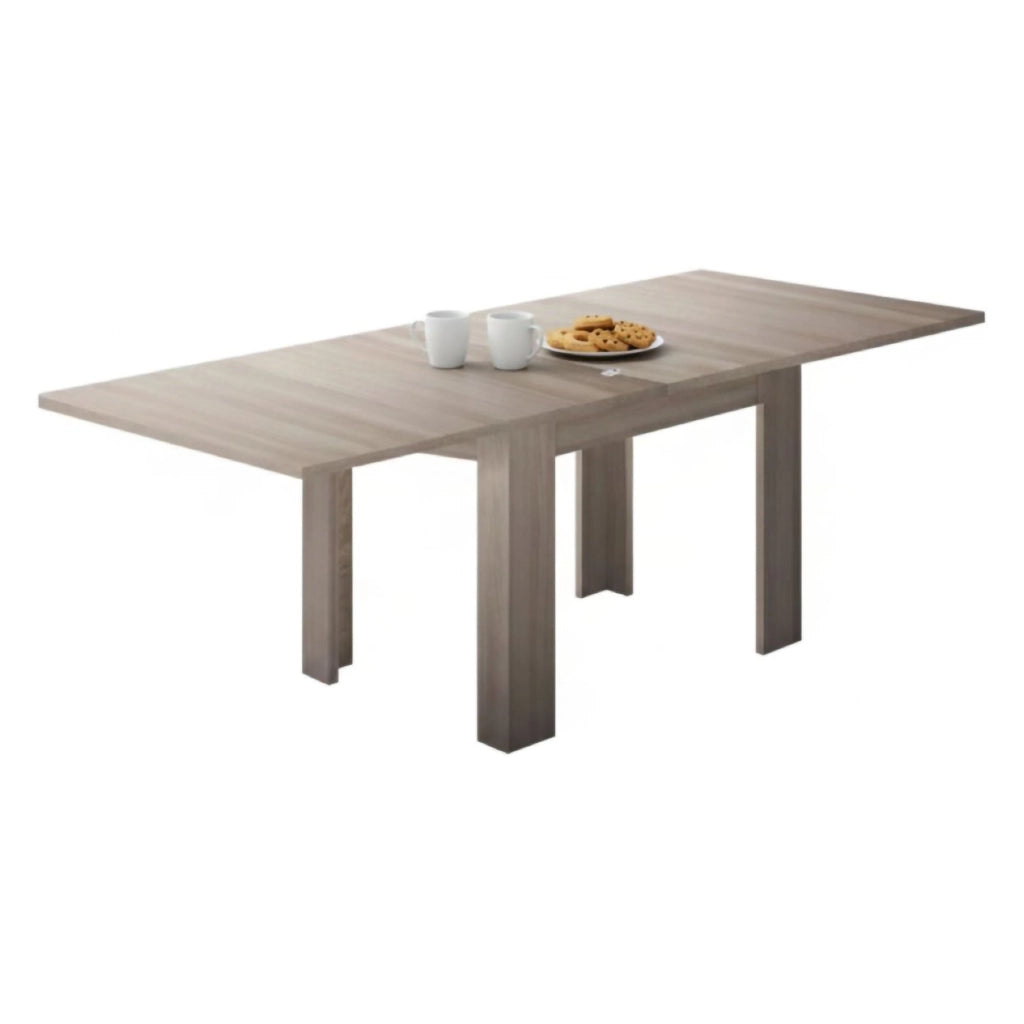 Tavolo da pranzo con apertura a Airin, Made in Italy, Consolle ausiliare da cucina, Tavoloallungabile, cm 90x90h75, Olmo perla