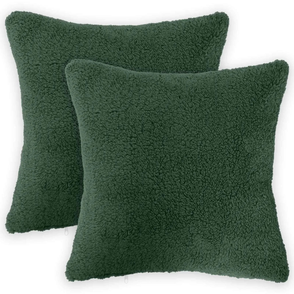 Federa 2 pcs HEERLEN Verde Scuro 45 x 45 cm Bouclé 910588