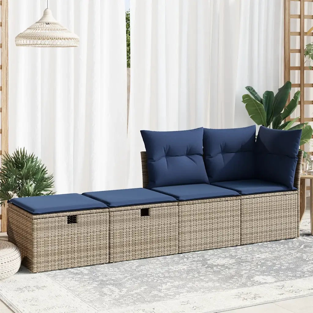 Set Divano Giardino 2 pz | Set Salotto da Giardino con Cuscini Grigio Polyrattan Acacia