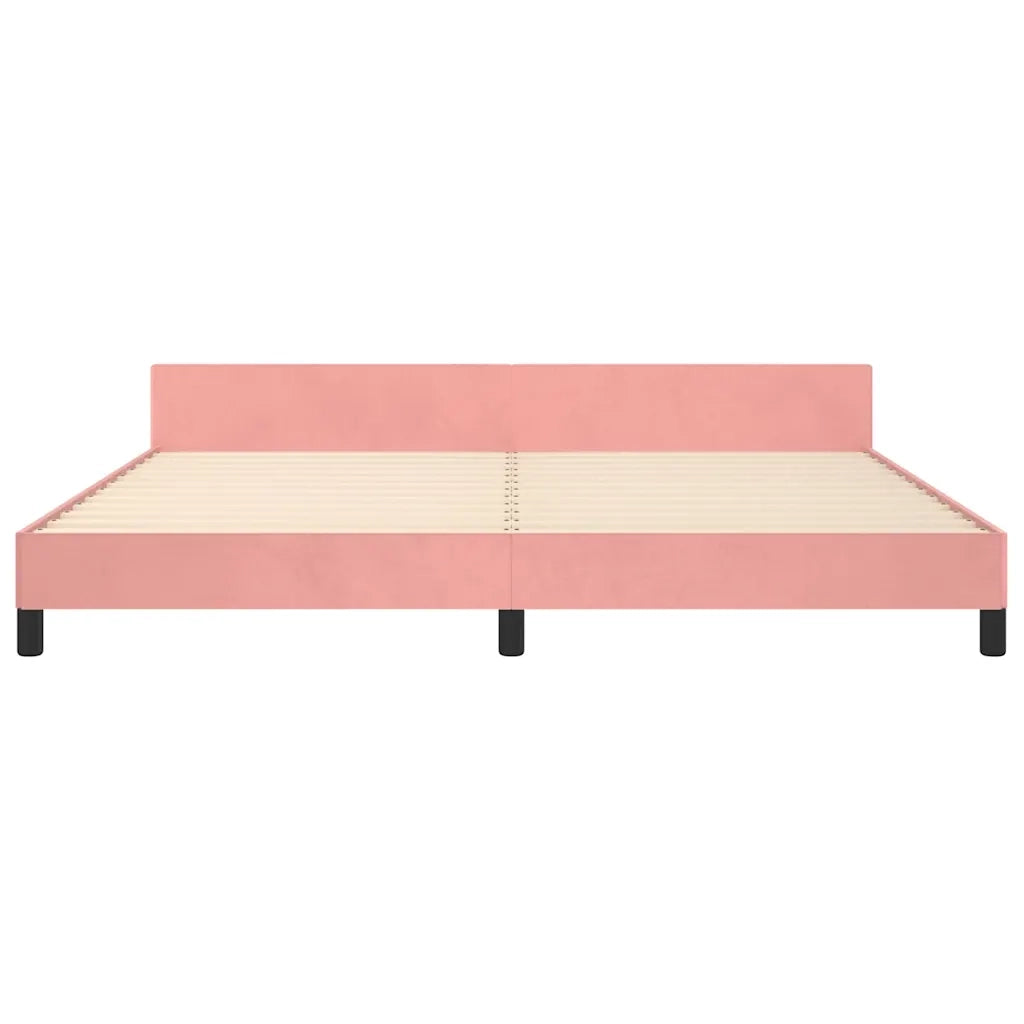 Giroletto con Testiera senza Materasso Rosa 200x200 cm Velluto 347596