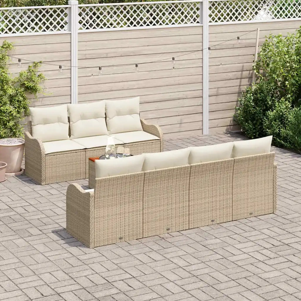 Set Divano da Giardino 8 pcs Beige e Crema polyrattan 3356083