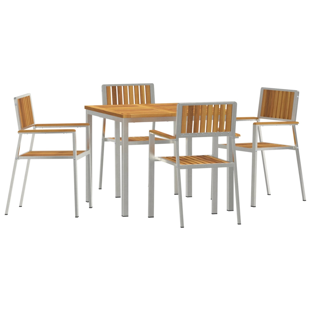 Set da Pranzo da Giardino 5 Pezzi in Legno Massello di Acacia