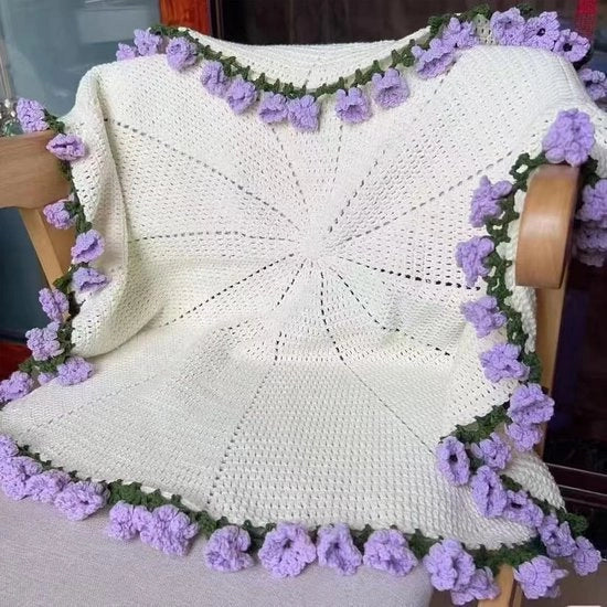 100 cm Fiorebovete Coperta Croce, Coperta a Punti Rose Handicraft, Romantico Leggero e Leggero Decorazione Casa, per Madre Domani Compleanno Decorazione Casa