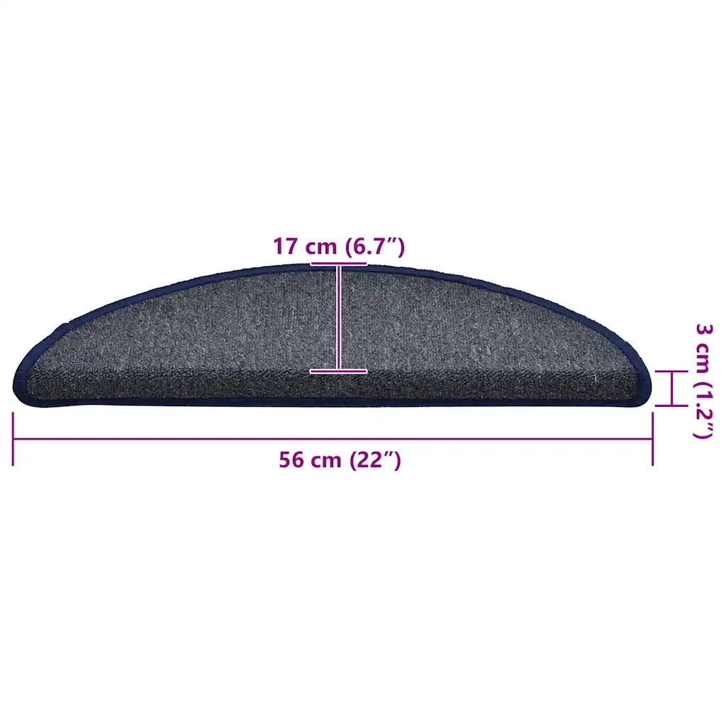 Tappetini per scale 30 pz | Gradini per Scale 56x17x3 cm Grigio scuro e blu semicircolari