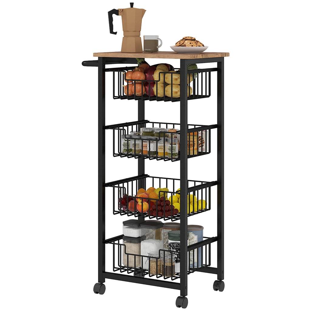 Carrello da Cucina Multilivello con 4 Cestini in Acciaio ¨C Zephmum ¨C Grigio