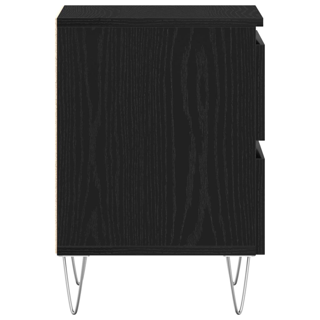 Comodino  Nero Rovere 40x35x50 cm Legno ingegnerizzato