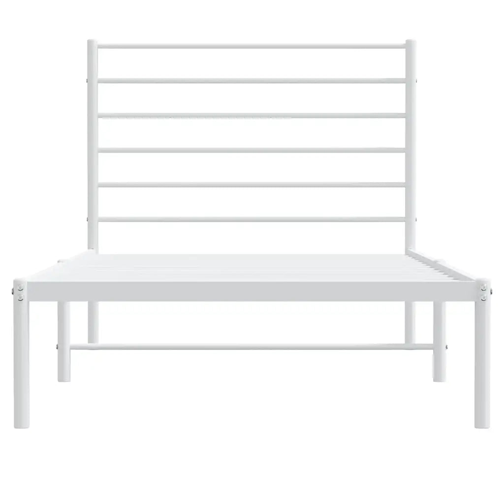 Letto singolo | Letto per adulti | Giroletto con Testiera Metallo Bianco 90x190 cm