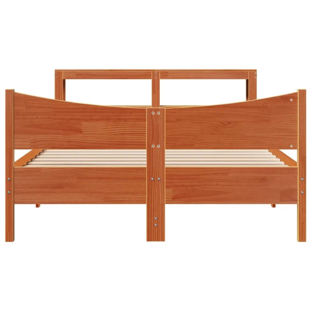 Giroletto con Testiera Marrone Cera 120x200 cm Massello Pino 3306308