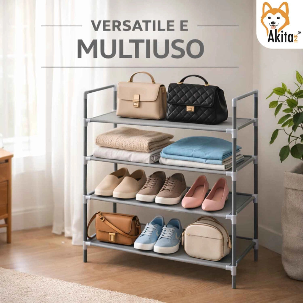 Akitaink Scarpiera 4 Ripiani Metallo Tessuto