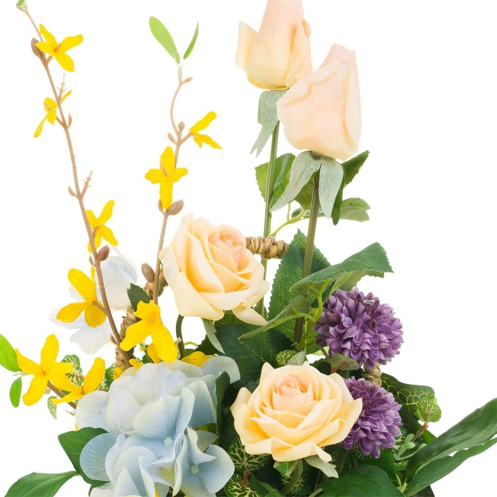 Cesto in corda con bouquet di fiori 24x23x48h