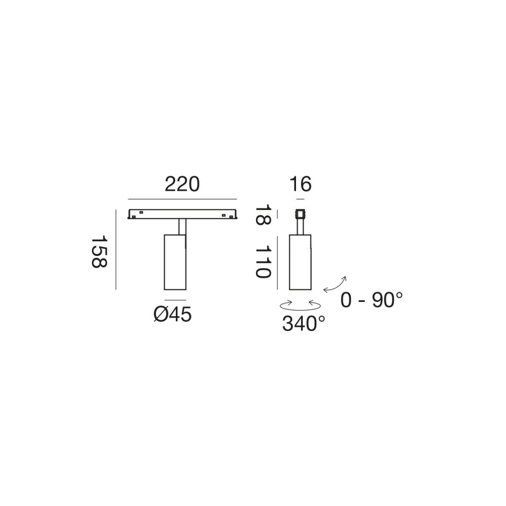 Modulo LED Magnetico 48V 12W 960Lm 2700K Dimmerabile Push - Struttura Orientabile Finitura Nero - Gealuce