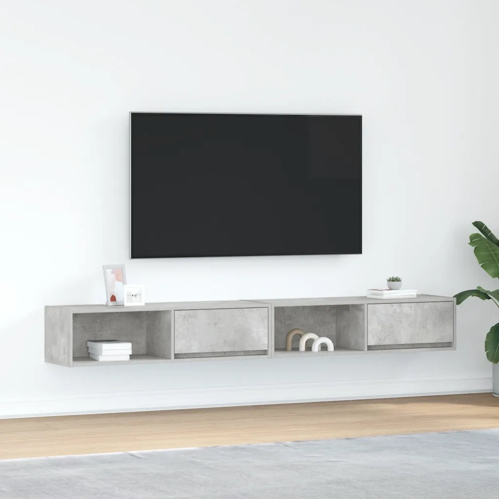 Mobili TV 2 pz Grigio Cemento 100x31x25,5 cm Legno Multistrato 861479