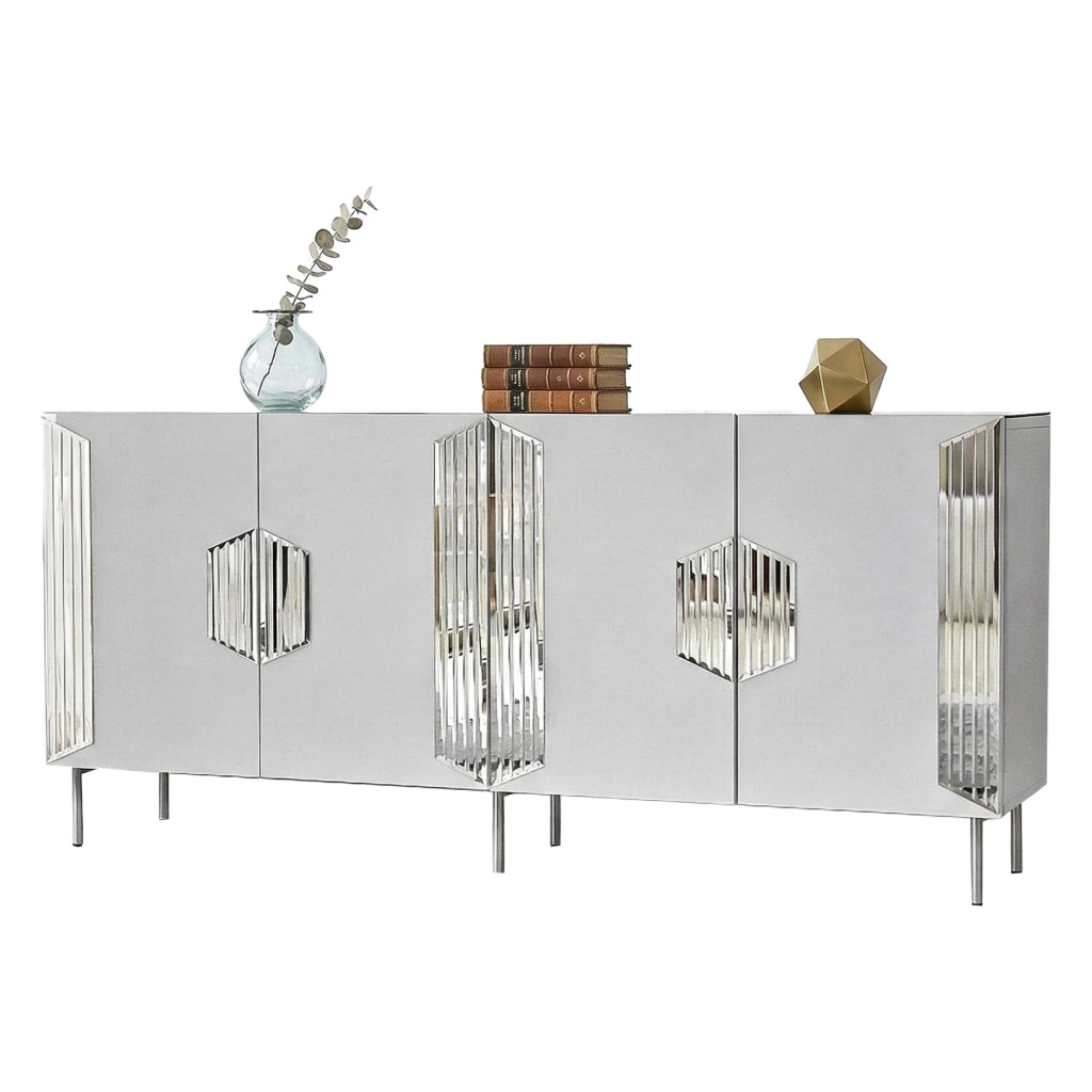 Madia Trigolo, Credenza 4 Ripiani, 180x40x80h cm Bianco