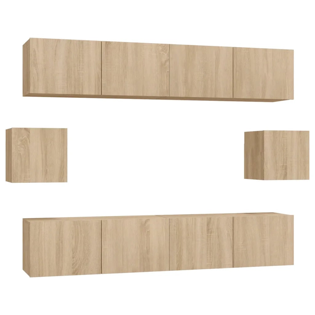 Set di Mobili Porta TV 6 pz | Armadietto TV | Mobile Porta TV Rovere Sonoma in Legno Multistrato