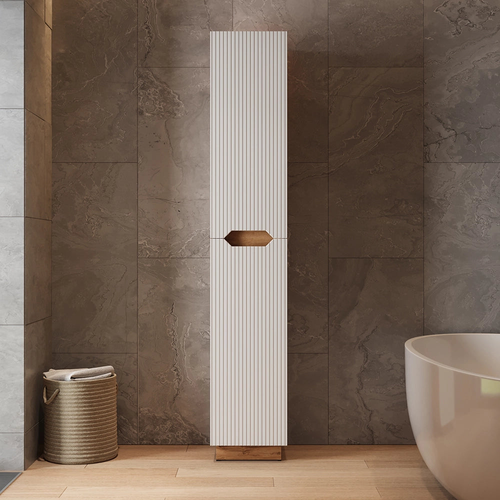 Vicco Armadio per il bagno Rovere/bianco a strisce 33 x 186 cm con 2 porte