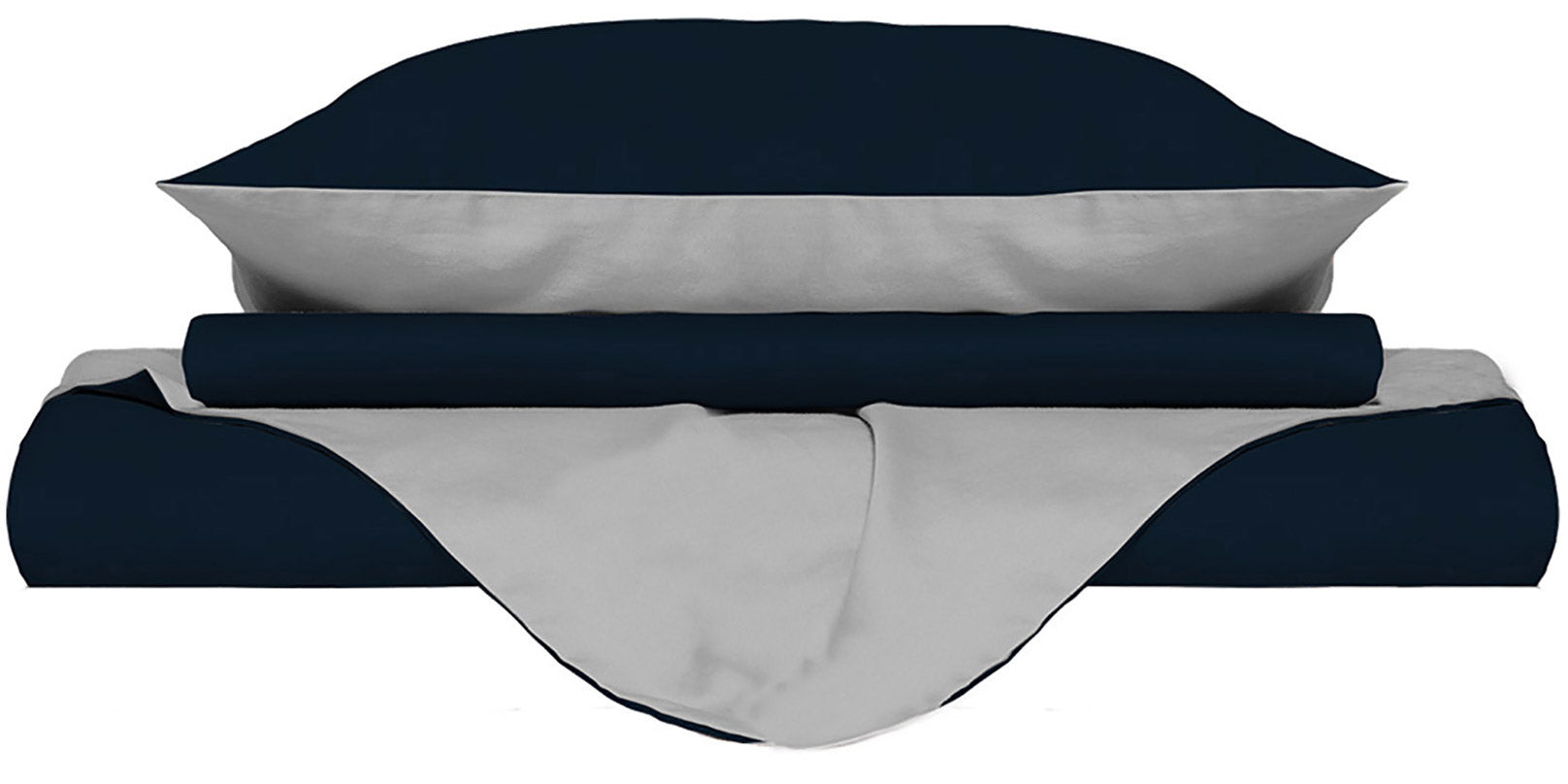 Copripiumino con Sacco e Federe Doubleface Blu Scuro/Grigio Chiaro 1 Piazza e Mezzo
